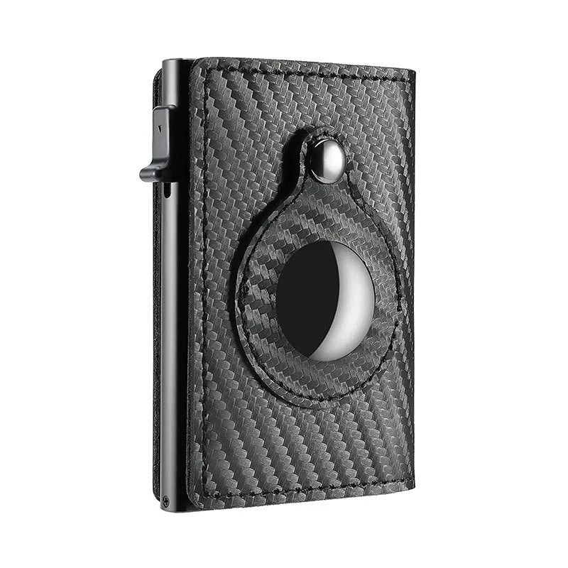 Genuine leather card holder with aluminum alloy frame in Crazy Horse finish