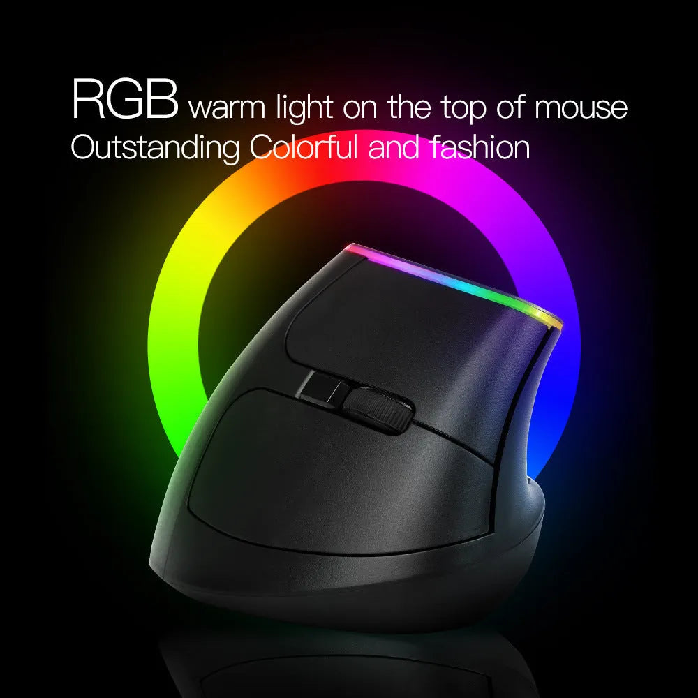 Colorful M618C RGB vertical ergonomic wireless hand-held straight mouse in black with 2.4Ghz and adjustable DPI