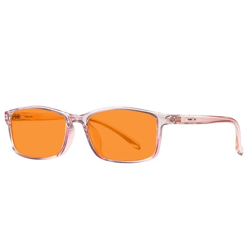 Orange tinted blue light glasses in a full rim frame with four colour options C1 C2 C3 C4