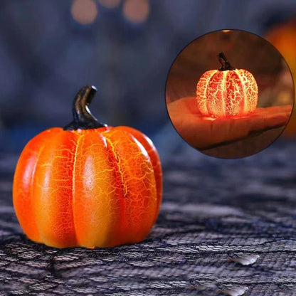 Realistic resin pumpkin lantern with LED lights, perfect for Halloween decor and celebrations