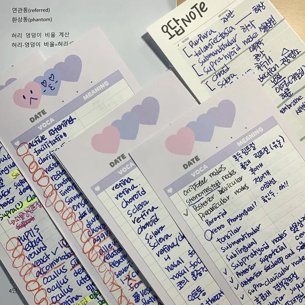 Vertical English words learning notepad in B5 half size with double-sided printing