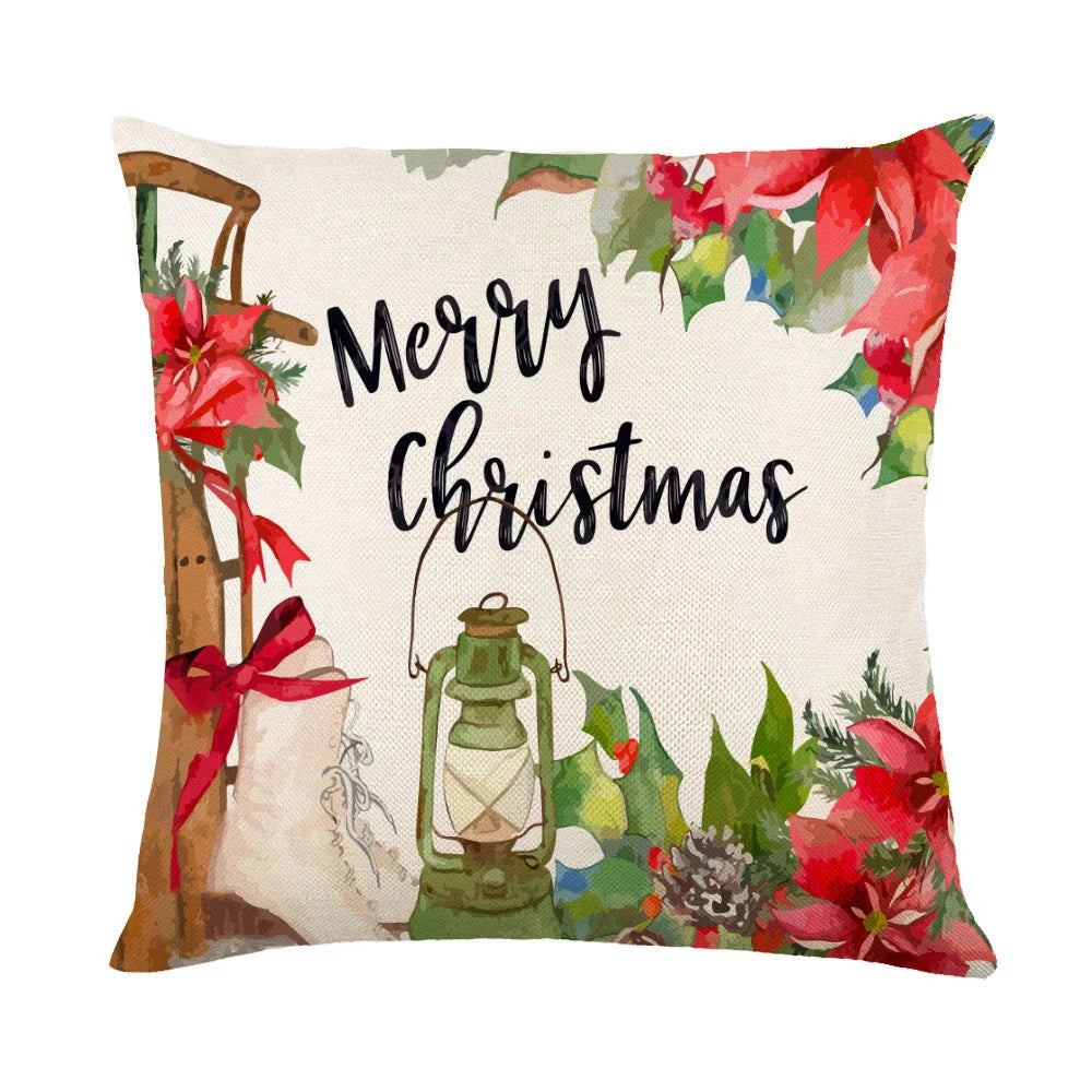 Cozy Christmas pillow covers with whimsical snowflake designs in various colors to decorate your home for the holidays.