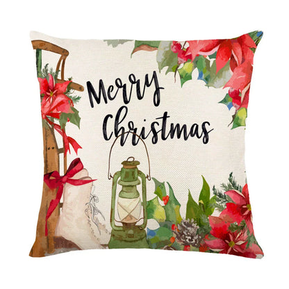 Cozy Christmas pillow covers with whimsical snowflake designs in various colors to decorate your home for the holidays.