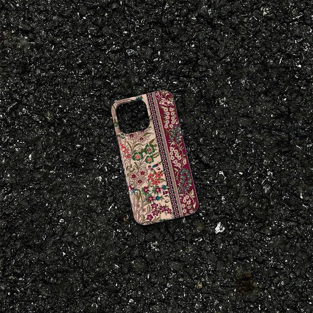 Advanced Pattern Plaid Phone Case for iPhone with anti-fingerprint and floral print back cover
