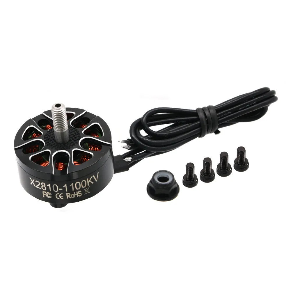 X2 810 brushless outrunner motor for RC drones and aircraft, metal construction.