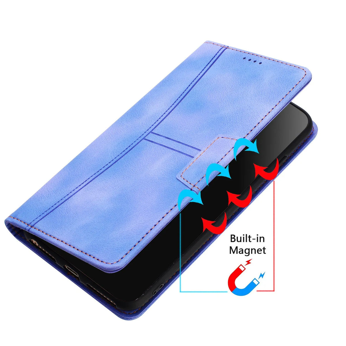 Samsung PU leather phone case in black with multi-card insert slot and built-in kickstand