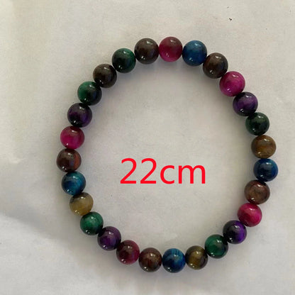 Handmade blue tiger stone couple bracelet with gold-plated accents, 8mm beads, 19cm length