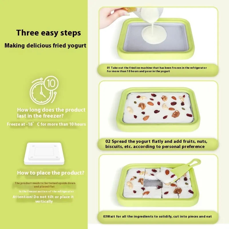 Children's manual DIY fried ice cream machine with aluminium construction in green colour option