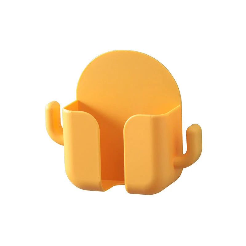 Wall-mounted storage box with mobile phone charging stand and remote control holder in various colours