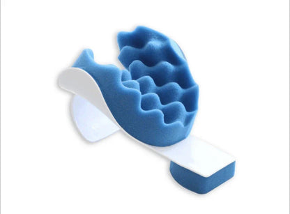 Blue neck cushion with premium sponge and polypropylene construction for superior comfort and support