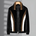 Winter men's artificial fur jacket coat in black city style, 50cm length, sizes M to 4XL