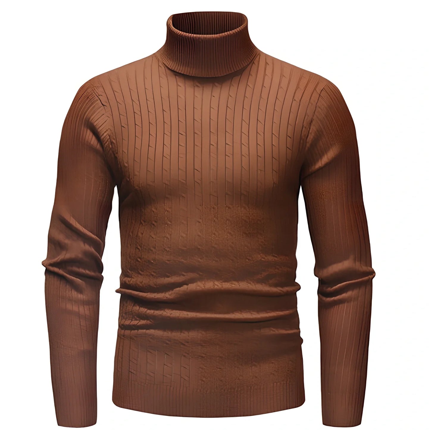 Slim-fit men's knitted turtleneck sweater in navy blue, high collar, long sleeves 58 cm, bust 104 cm for XL size