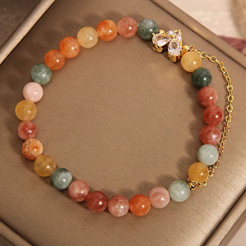 Women's Fu Lu Shou crystal bracelet with a V-shaped zircon stone in a cartoon style design.