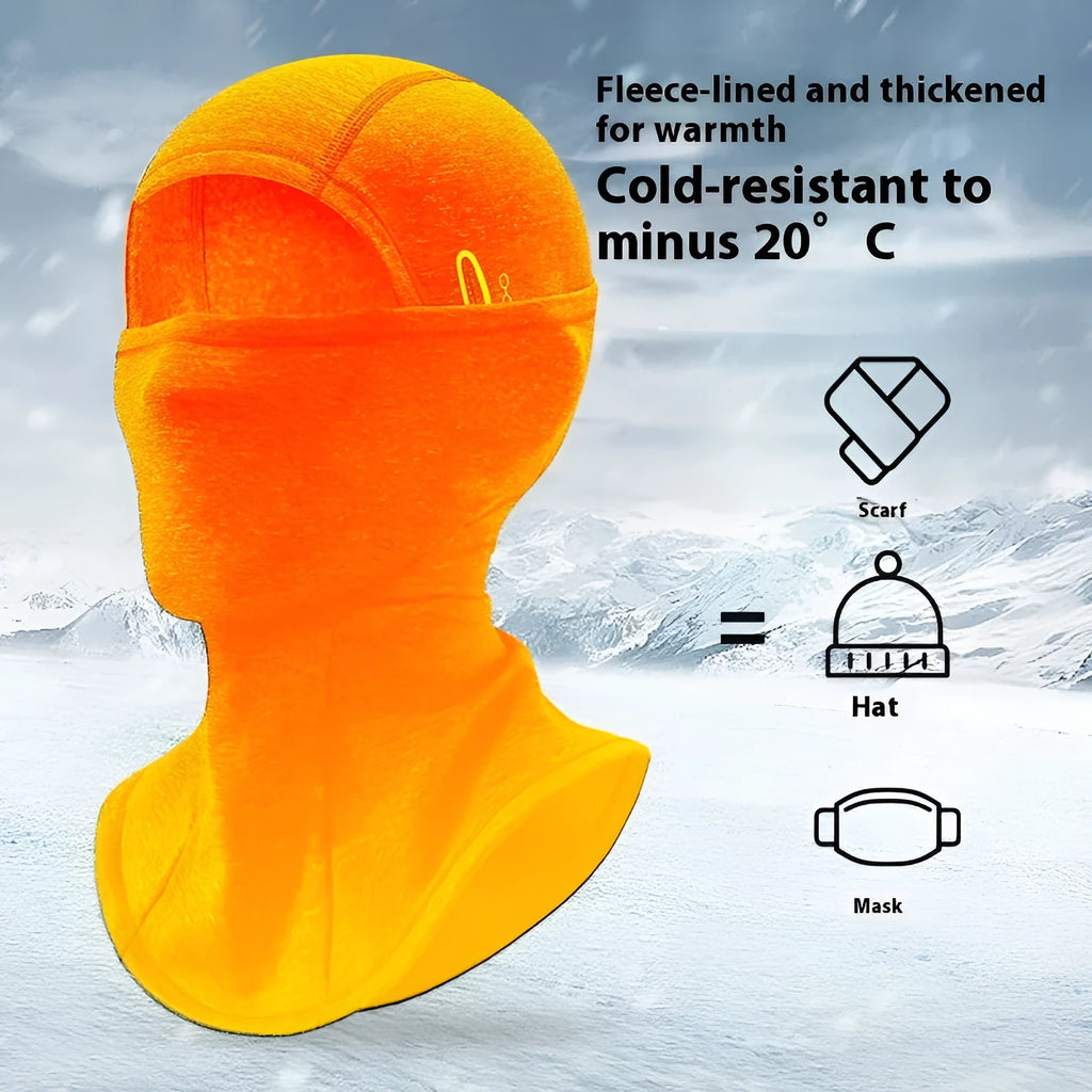 Winter wind-proof cold protection thermal headgear mask in black for outdoor cycling and riding