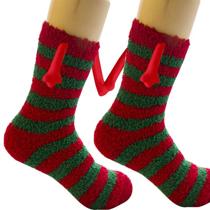 Christmas couple socks with magnetic suction feature in various animal patterns