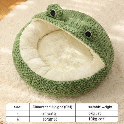 Little Frog Series Warm Plush Mat for small pets under 5KG, featuring a cute cartoon frog design