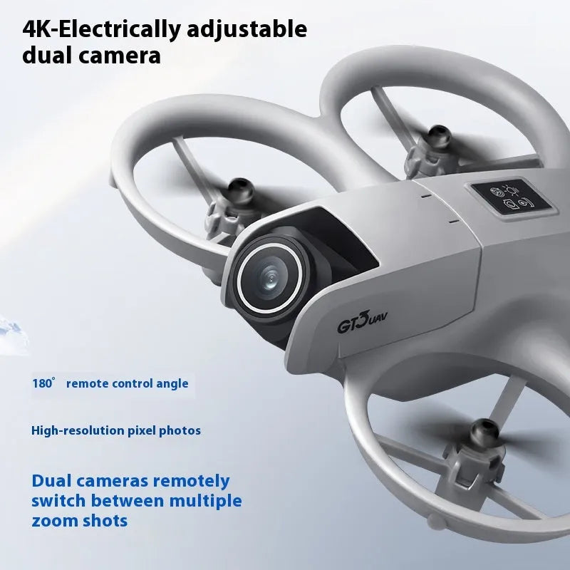 GT3 mini obstacle avoidance double camera drone in flight with plastic body and remote control