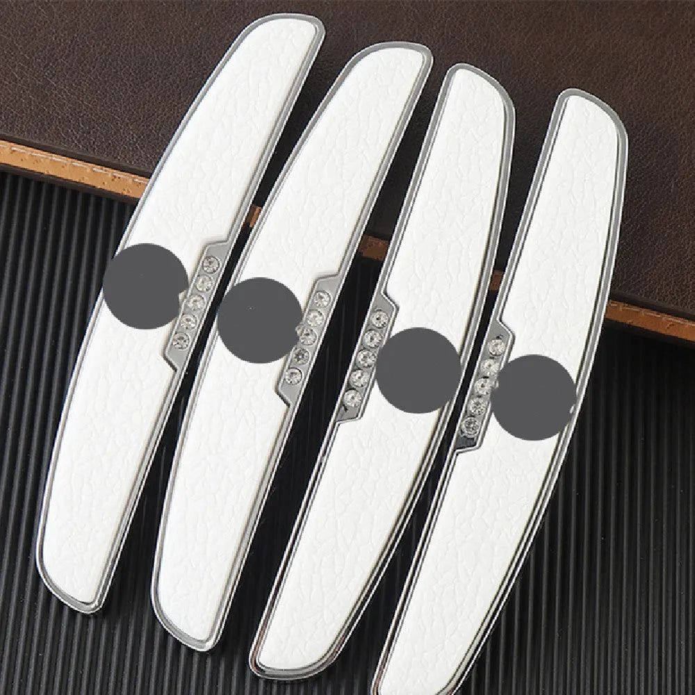 Universal thickened car door edge strip in black with adhesive backing, PVC metal construction, 4 pack