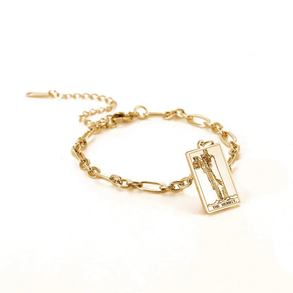 12 Tarot Card Series Stainless Steel Bracelet with 18K Gold Plating
