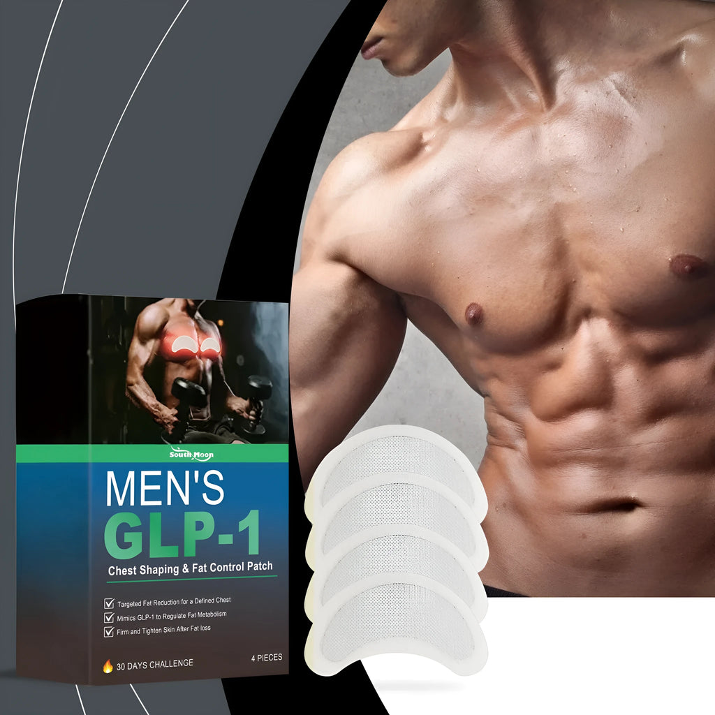 Men's figure control chest patches set of 4 with herbal ingredients including mugwort and ginger
