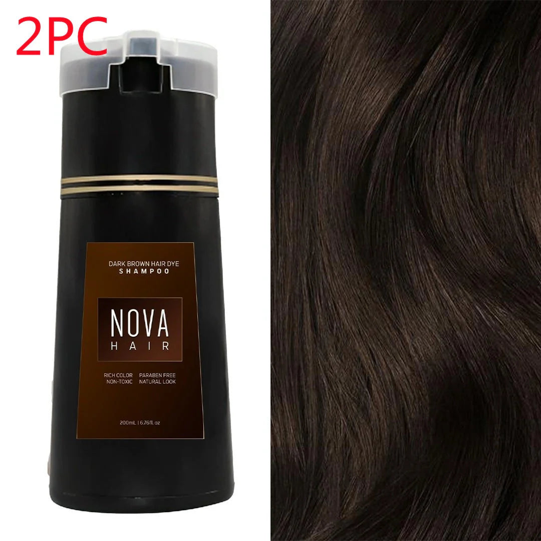 3-in-1 hair dye shampoo for fast white to black transformation with natural ingredients