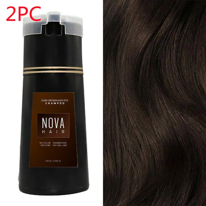 3-in-1 hair dye shampoo for fast white to black transformation with natural ingredients