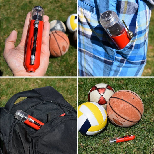 Multifunctional portable air pump for basketball, football, and volleyball in various colours