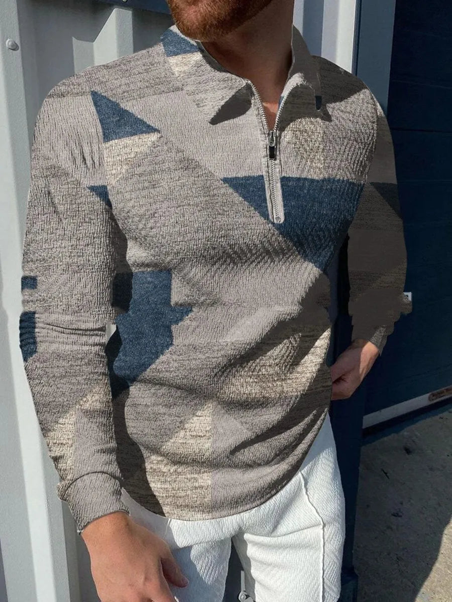 Casual lapel pullover for men with digital print, loose fit, cotton blend, available in multiple colours and sizes S-6XL