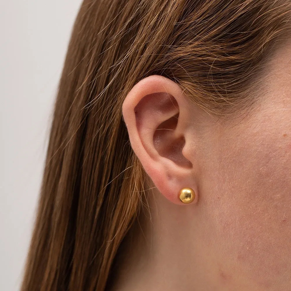 Stainless steel 18K gold plated ball stud earrings in 3mm 4mm 5mm 6mm sizes