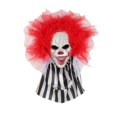 Spooky red clown wreath decoration for Halloween home decor