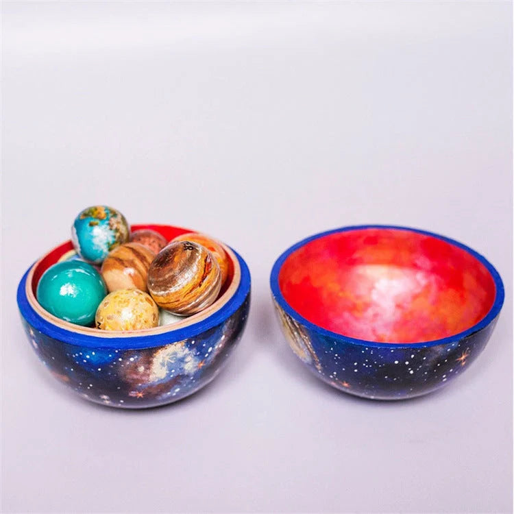 Wooden solar system model for educational and decorative use