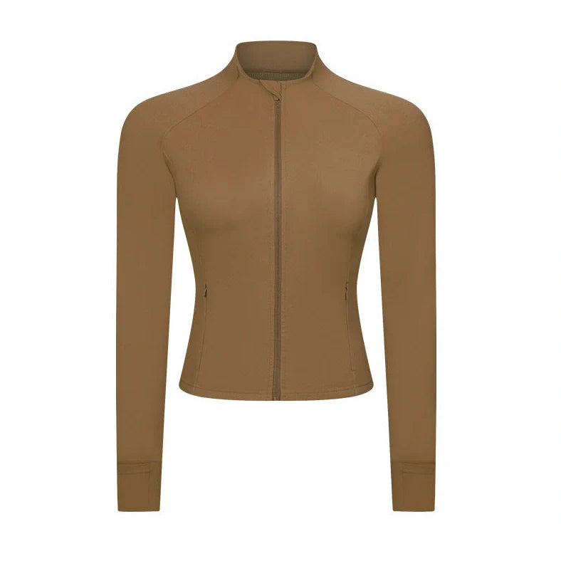 Slim-fit long sleeve yoga cardigan with spandex lining in five colours