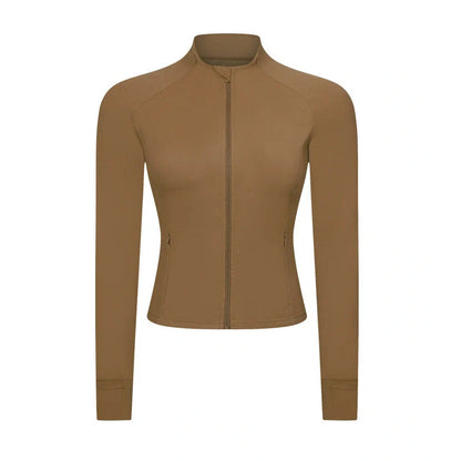 Slim-fit long sleeve yoga cardigan with spandex lining in five colours