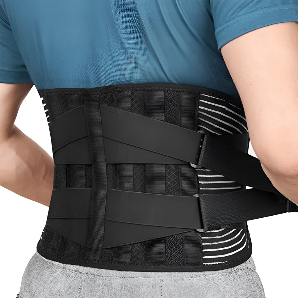 Black neoprene and polyester fibre sports waist belt for men and women with adjustable fit for running and gym use