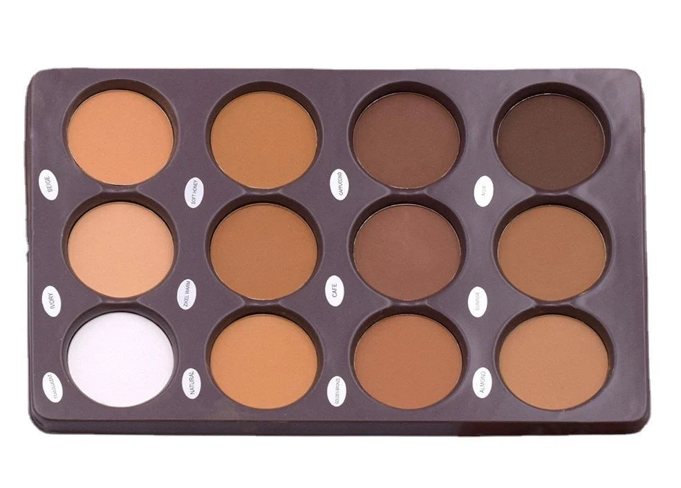 12 colour makeup contouring plate with natural pigments for universal skin types