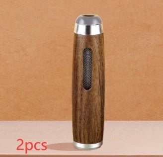 Vintage walnut wood cigarette case with keychain clip in golden and silver finishes