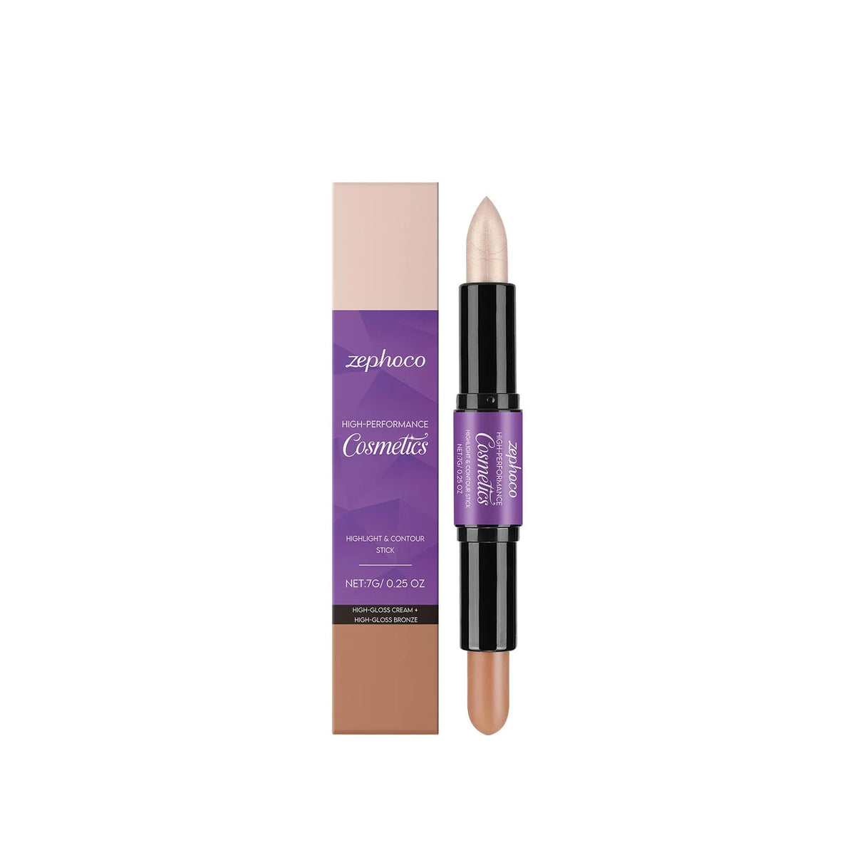 ZEPHOCO 2-in-1 cream highlighter and contour stick in a grooming stick format