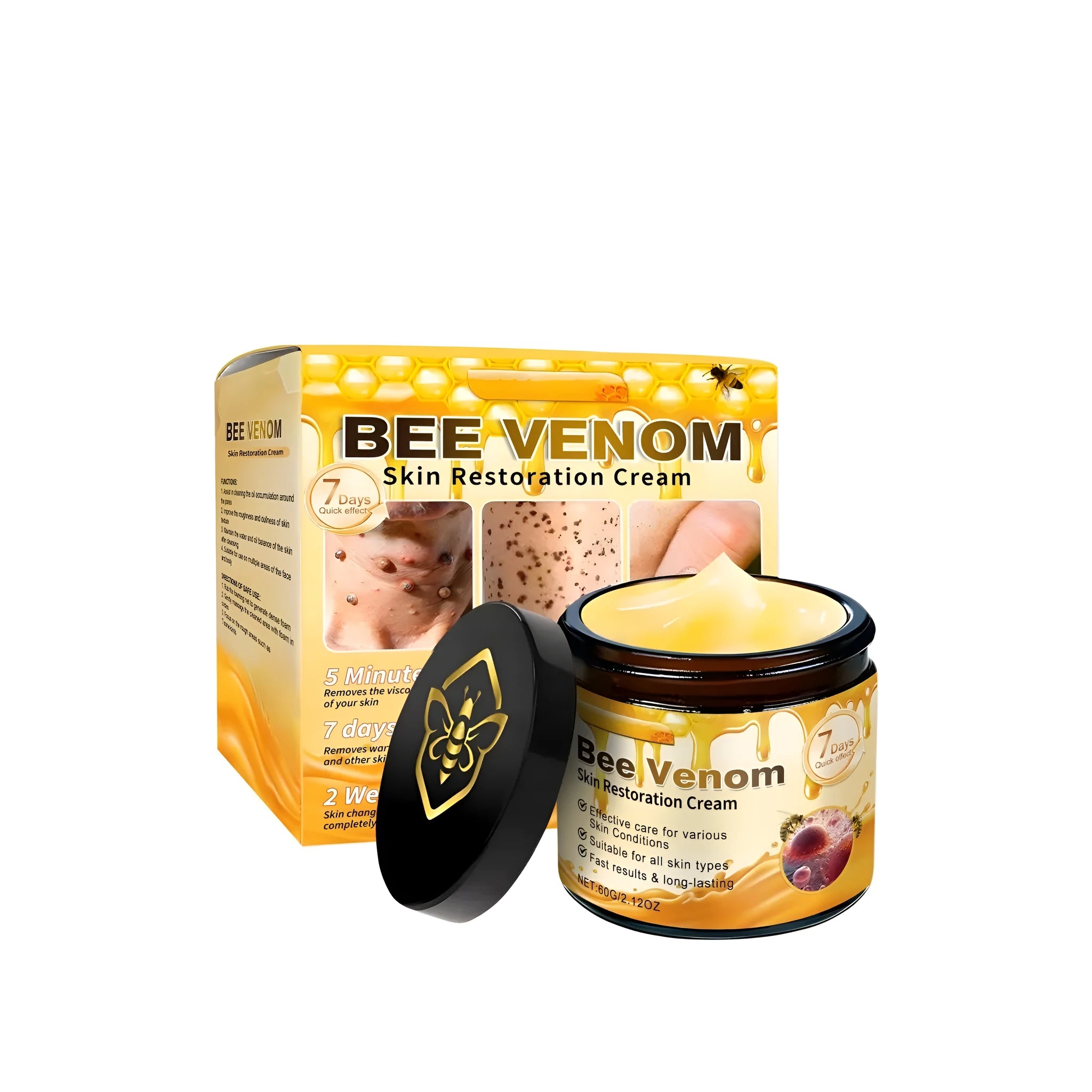 60g jar of skin care cream with mint leaves and bee venom active ingredients