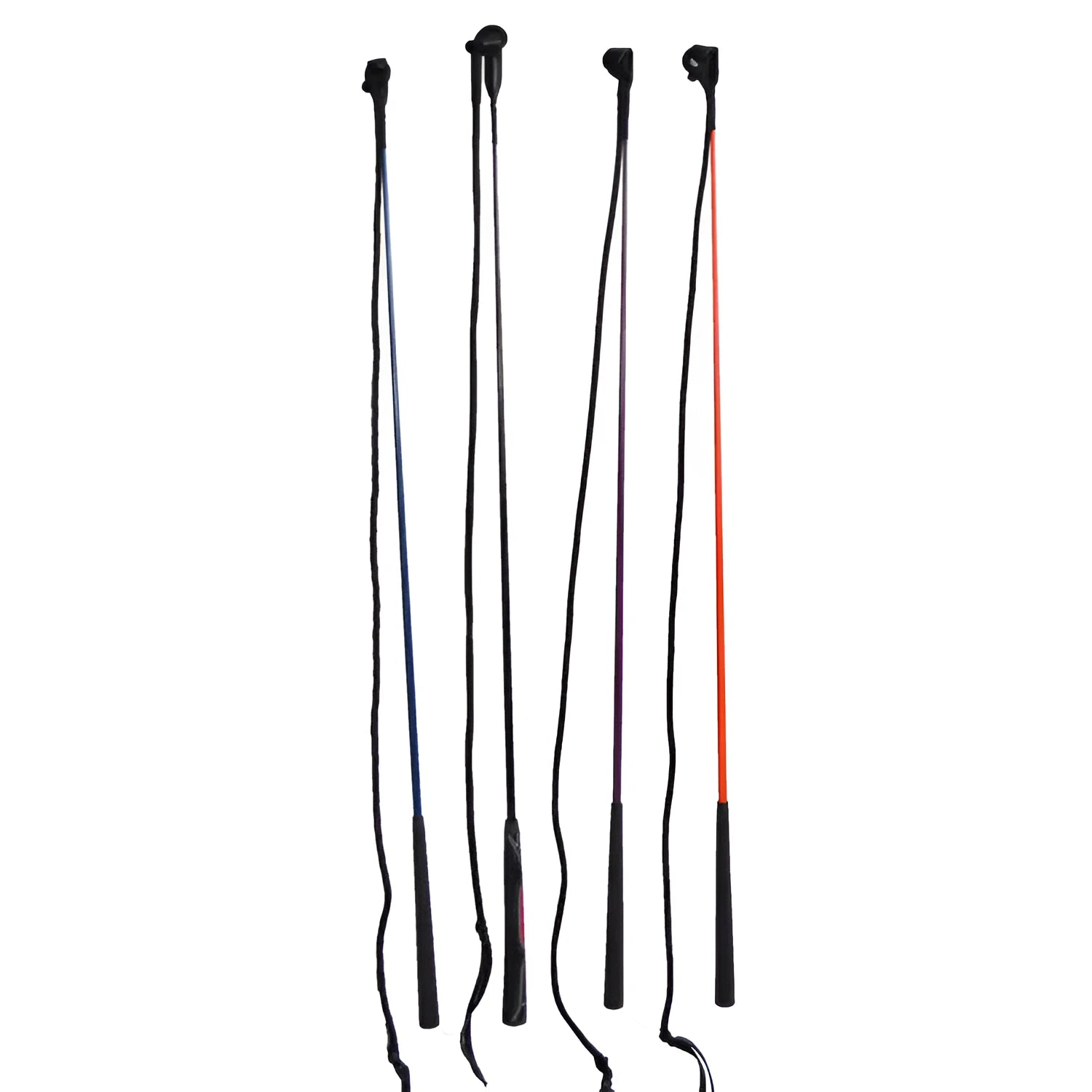 Advanced equestrian training whip showing approximately 120cm length with leather popper tip