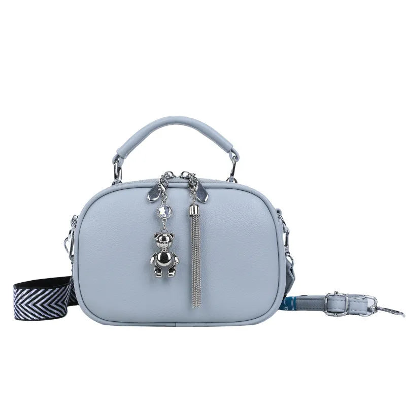 Women's stitching small square bag in oval suitcase shape with mobile phone compartment