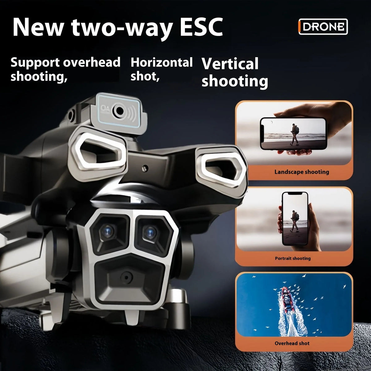 H35 UAV drone with 8K HD camera, obstacle avoidance, and brushless motor in flight
