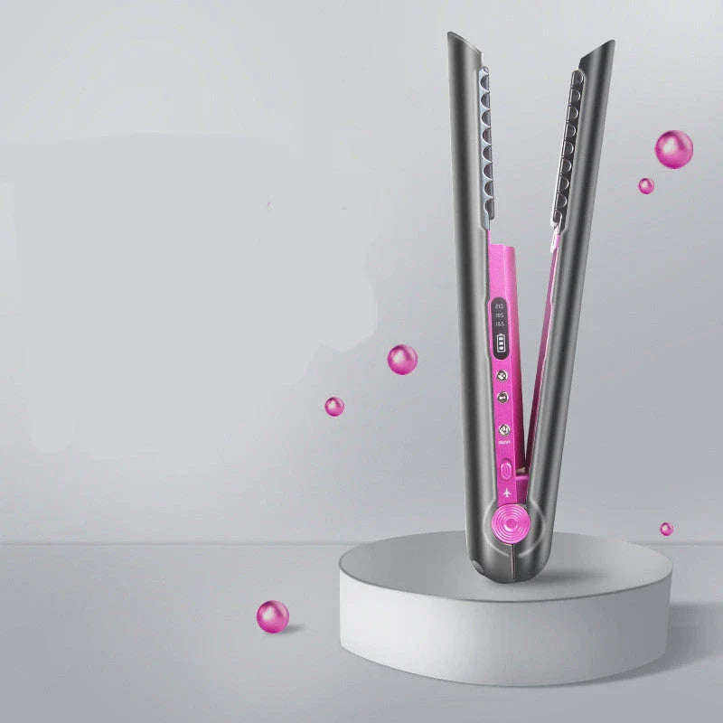 Cordless 2-in-1 Hair Straightener and Curler with Flexible Ceramic Plates for Smooth, Frizz-Free Styling