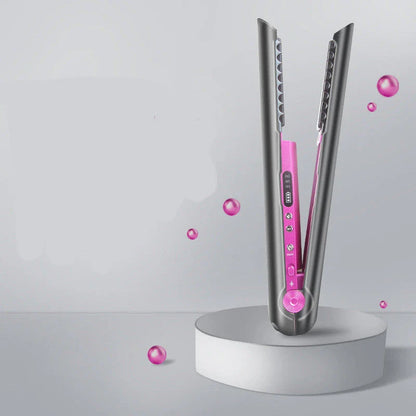 Cordless 2-in-1 Hair Straightener and Curler with Flexible Ceramic Plates for Smooth, Frizz-Free Styling