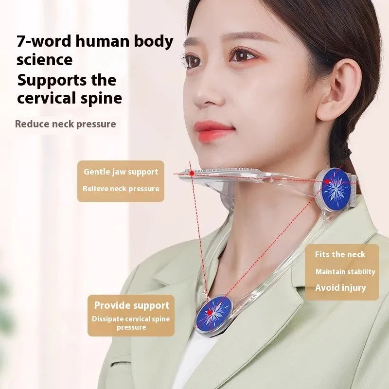 Adjustable cervical spine support brace in transparent, blue or pink for adults and children