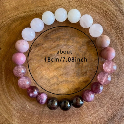 Peach Blossom Natural Stone Bracelet for women with mixed materials and natural stones