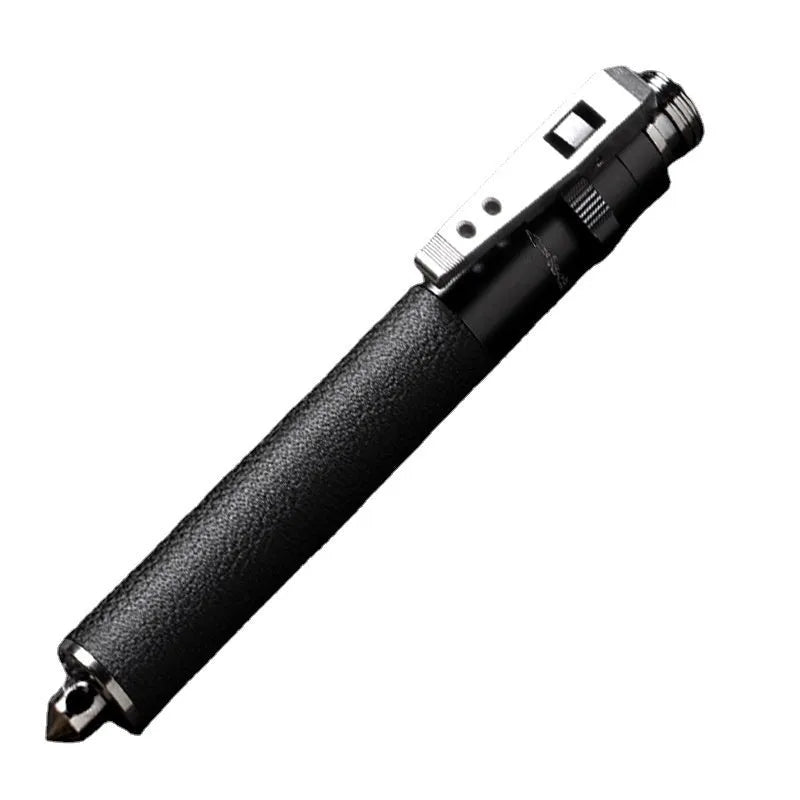 Automatic spring expandable baton in titanium black with three size options shown
