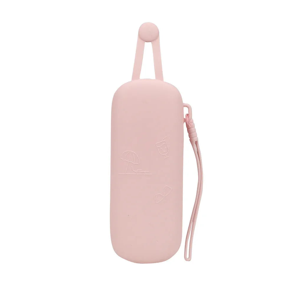 Silicone glasses storage bag in pink colour as a protective case for eyeglasses