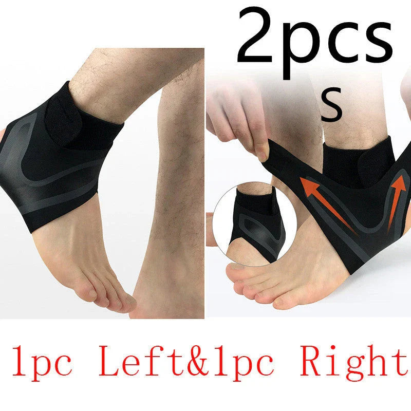 Adjustable ankle support brace for sports and running in black