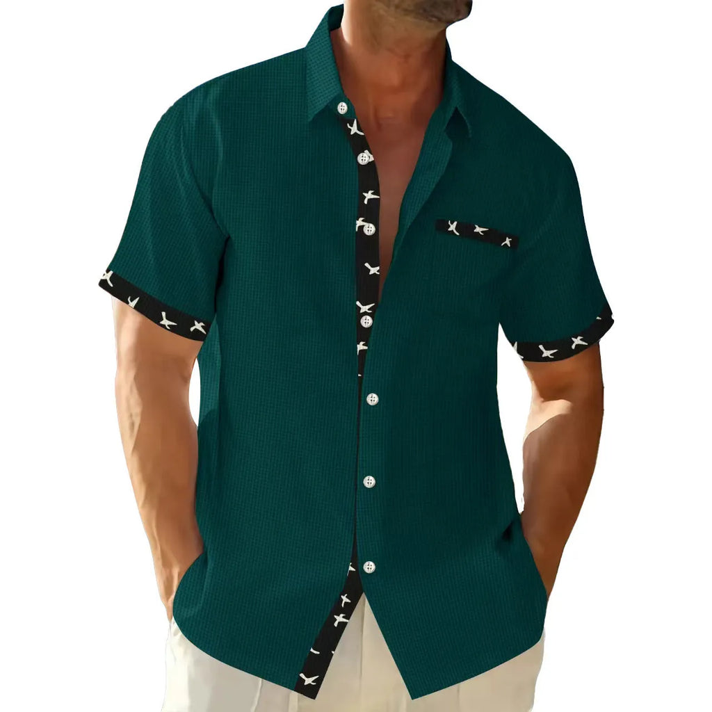 Men's loose casual floral print t-shirt cardigan in light gray, polyester fibre, S to 3XL sizes, leisure wear