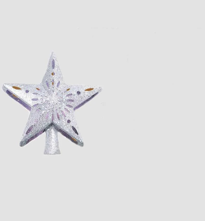 LED Projection Christmas Tree Topper with snowflake effect in silver and gold